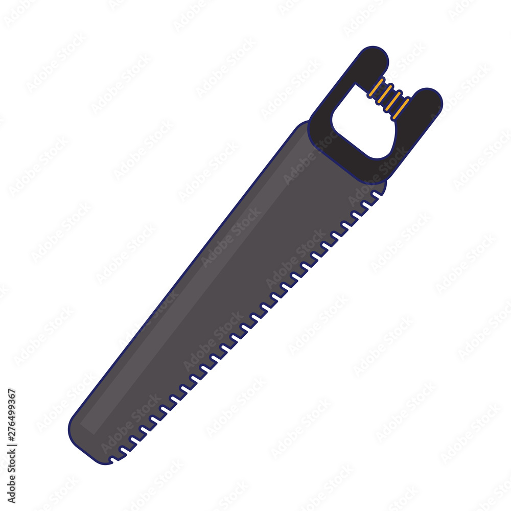 Construction tool saw isolated symbol blue lines