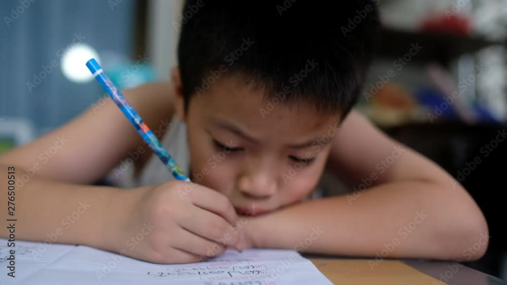 children boy doing homework, kid write paper, family concept, learning time, student, back to school children boy doing homework, kid write paper, family concept, learning time, student, back to school