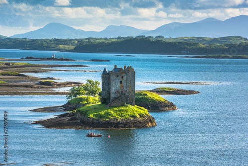Castle on island - Castle Stalker - a picturesque castle surrounded by water located 25 miles north of Oban on the west coast of Scotland
