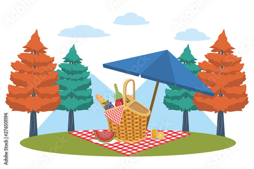 Picnic basket in forest design