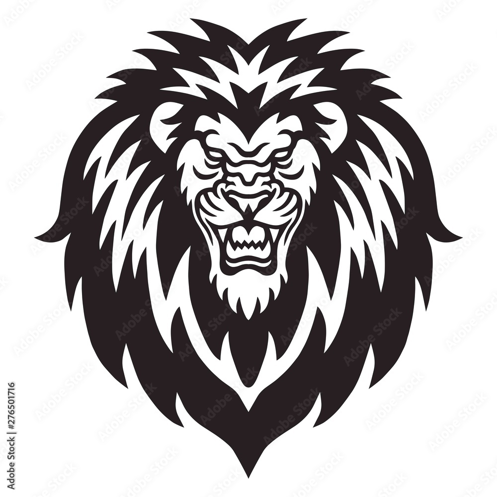 Angry Lion Roaring Logo Vector