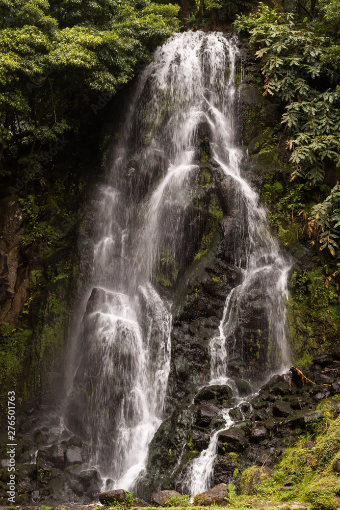 Fototapeta premium Waterfall in natural park, Nordeste, Sao Miguel