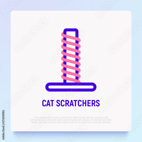 Cat scratcher thin line icon. Modern vector illustration for pet shop.