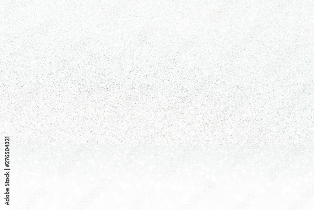 Obraz premium Silver sparkle glitter abstract bokeh background Christmas 