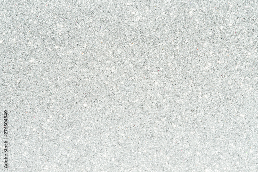 Fototapeta premium Silver sparkle glitter abstract bokeh background Christmas