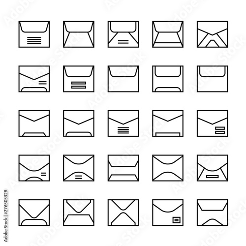 envelope, mail and letter icons set