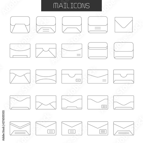 envelope, mail and letter icons set