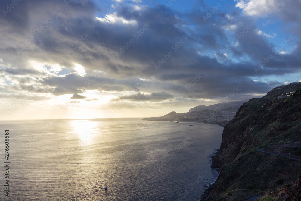 Views from the sculpture Cristo Rei in Madeira (Portugal)