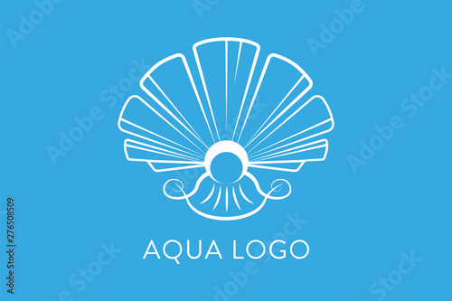 Aqua logo. Shell Logo abstract design vector template. Travel Seafood restaurant Jewelry Luxury Fashion Logotype concept icon.