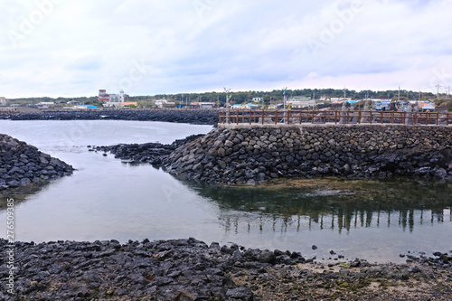beach of Jeju island, Korea travel, basalt