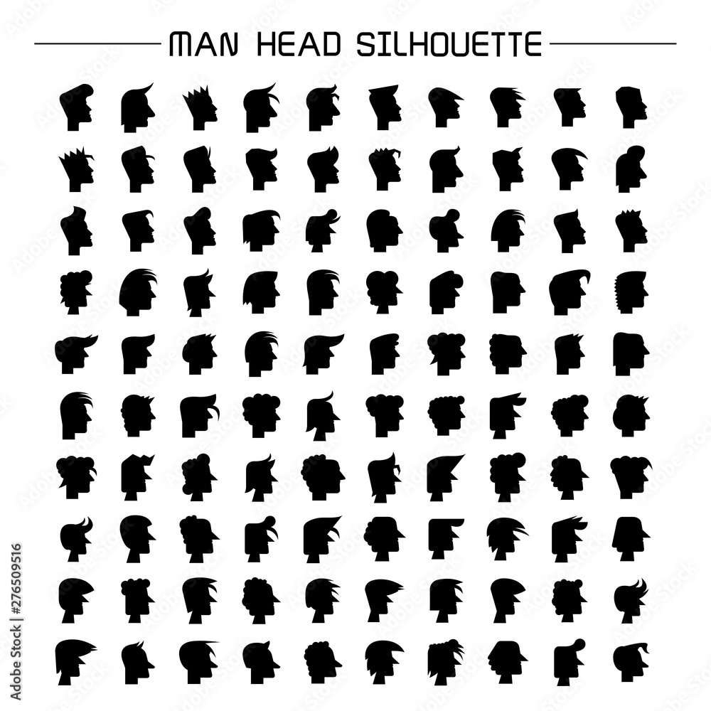 big set of silhouette human head icons set big set of silhouette human head icons set