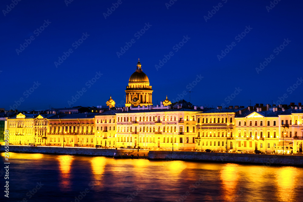 Moyka river in Saint Petersburg, Russia at the night, illuminated historical buildings Moyka river in Saint Petersburg, Russia at the night, illuminated historical buildings