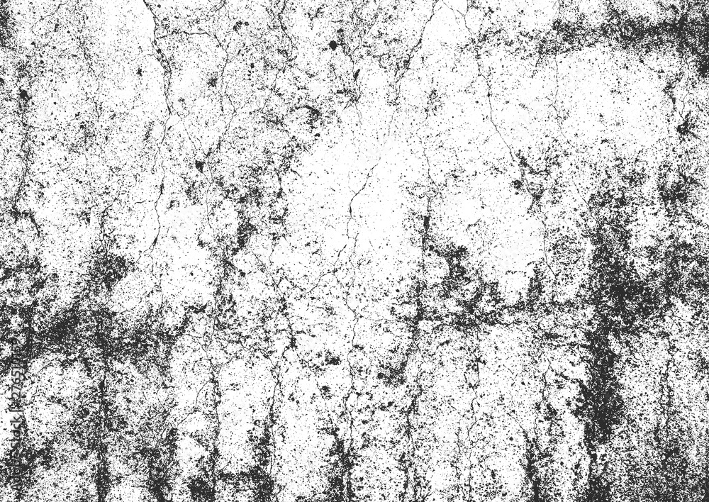Obraz premium Distress old cracked concrete texture, vector illustration. Black and white grunge background. Stone, asphalt, plaster, marble.