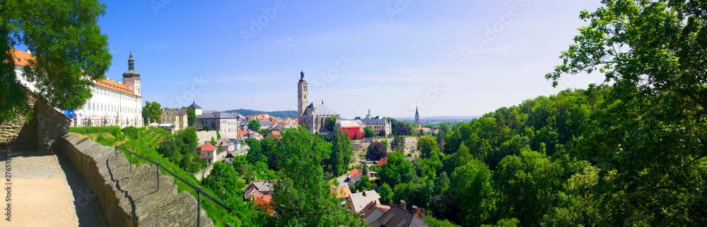 Panoramic view of Jesuit college and church of Saint Jacob, summer, Czech Republic