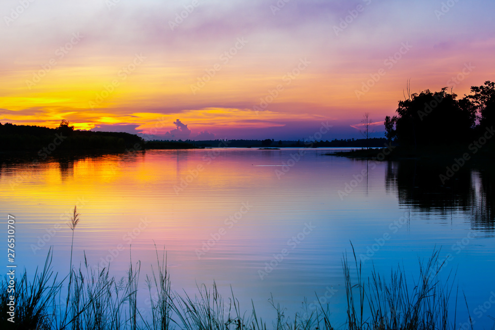 Lake, Sea, Sunset, Sky, Orange Color