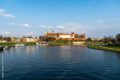 Krakow, Poland - April, 2019: Wawel Cathedral on the background of the stormy sky © dianagrytsku