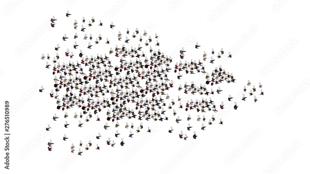 a large group of people is walking in one direction - top view - isolated on white background a large group of people is walking in one direction - top view - isolated on white background