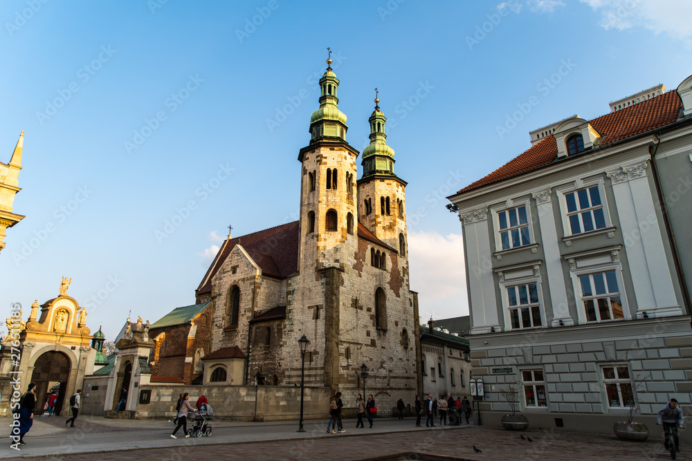 Krakow, Poland - April 2019: The Little Market Square, Krakow, Poland. Krakow - Poland's historic center, a city with ancient architecture.