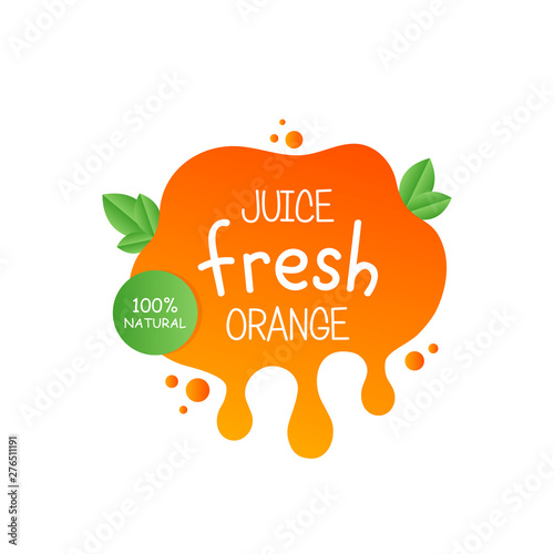 Juice fresh orange label icon for your needs. 100 percent natural. Healthy juice sticker design