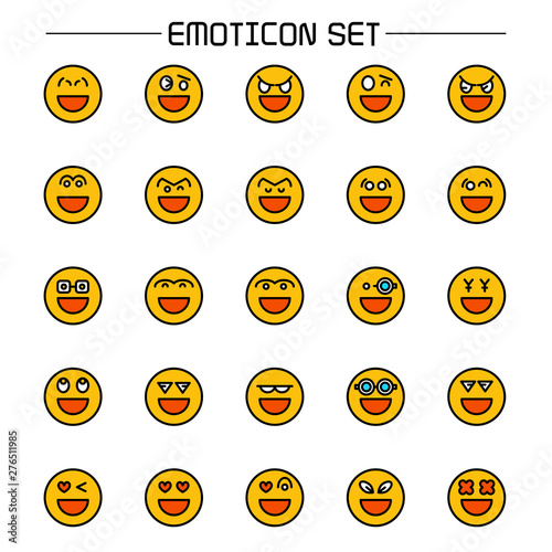 yellow face emoticon icon set