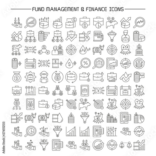 fund and portfolio management  finance icons set line design