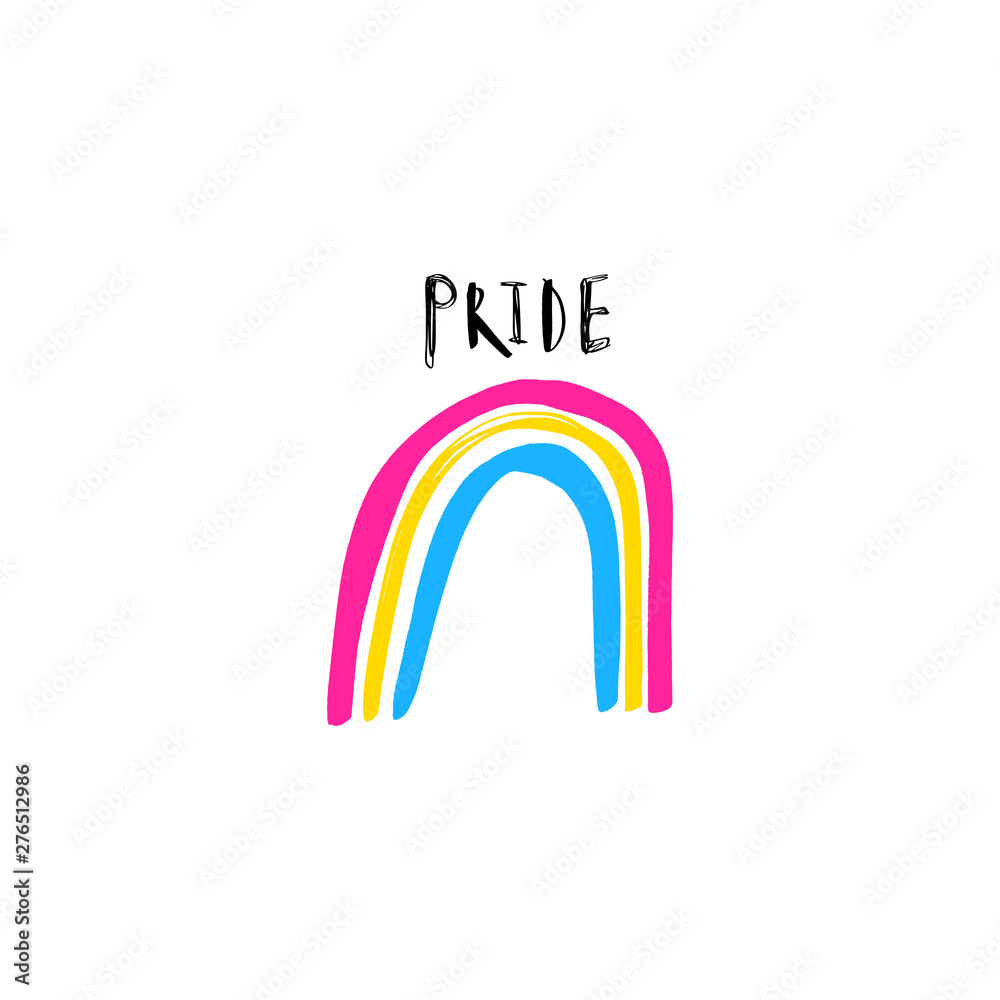 Hand drawn pansexual rainbow pride in grunge style isolated on white background. Gay and lesbian symbol. Design element for social media, poster, t-shirt print, leaflet. Vector. Hand drawn pansexual rainbow pride in grunge style isolated on white background. Gay and lesbian symbol. Design element for social media, poster, t-shirt print, leaflet. Vector.
