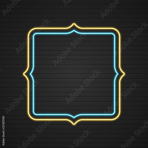 Retro showtime sign design. Neon signage light frame