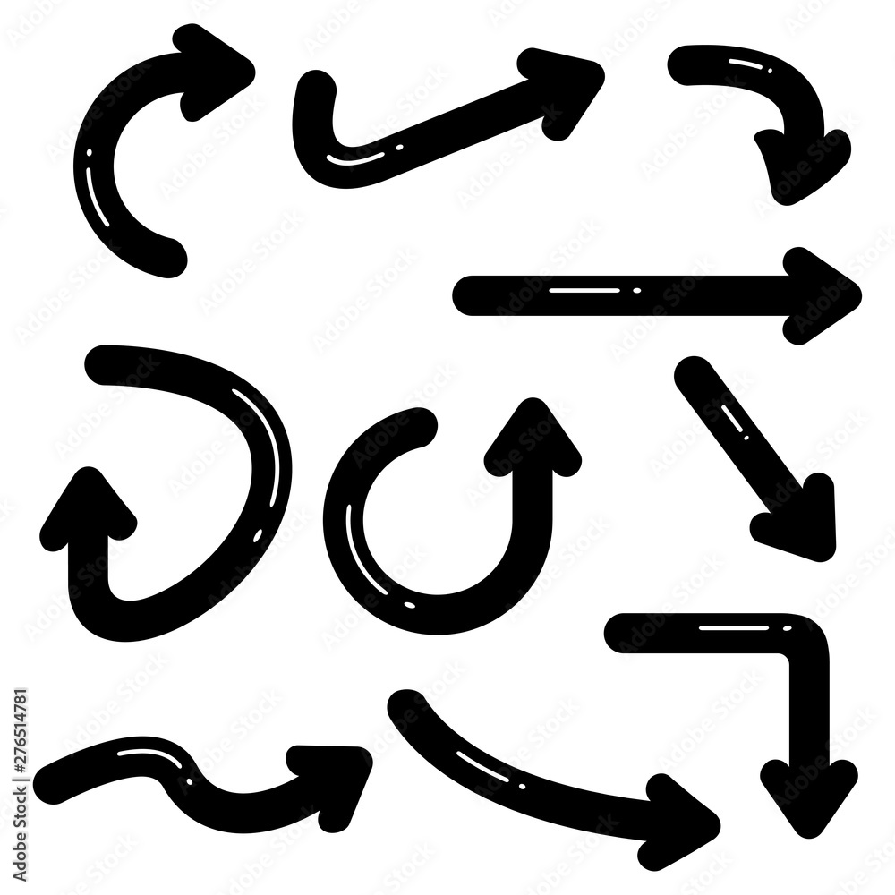 black curve arrows comic style black curve arrows comic style