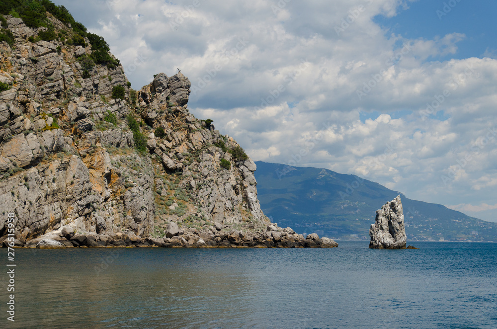 Mountains in blue waters of the Black Sea