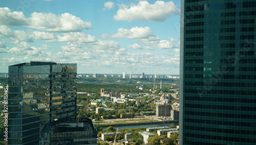 Photography View of Moscow cityscape, a mixture of buildings against the cloudy blue sky
