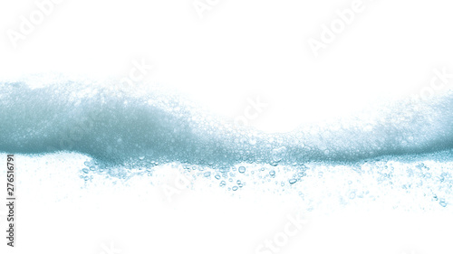 Wave soap foam with water bubble on white background.