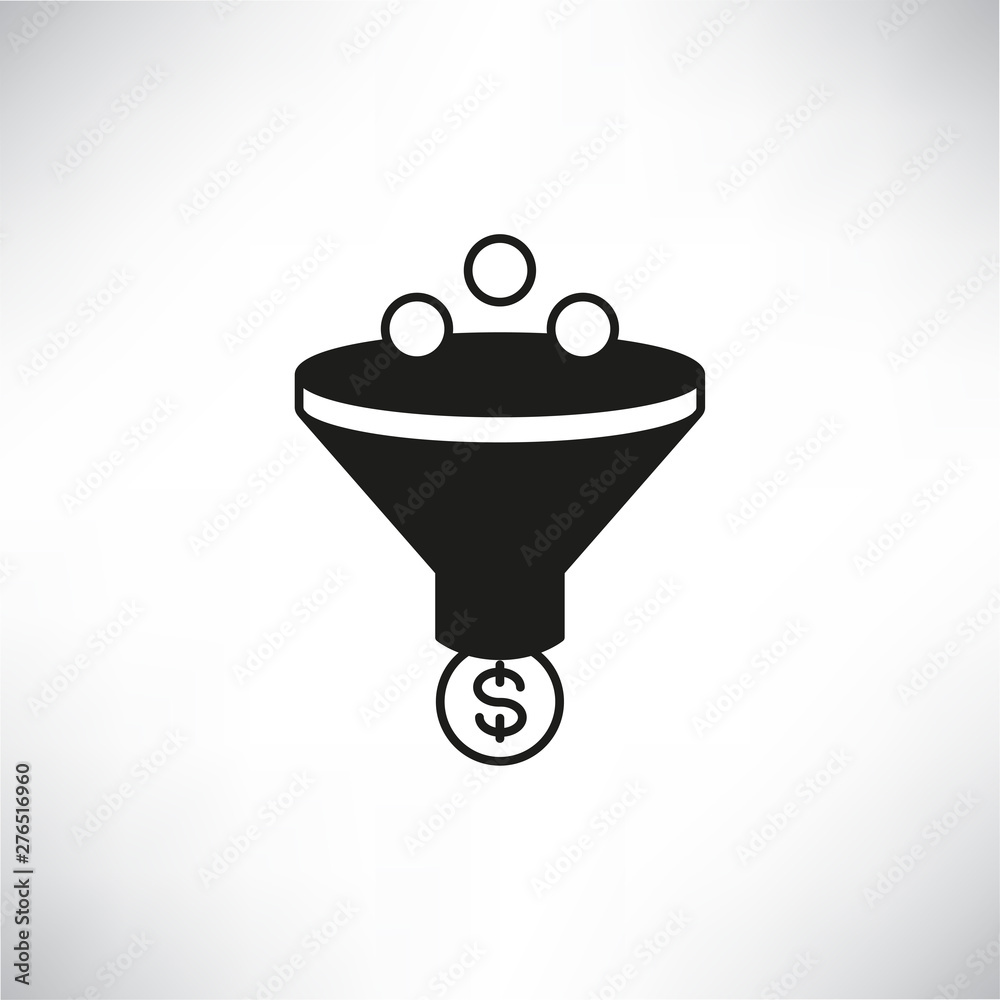 money funnel icon for fund conversion concept money funnel icon for fund conversion concept