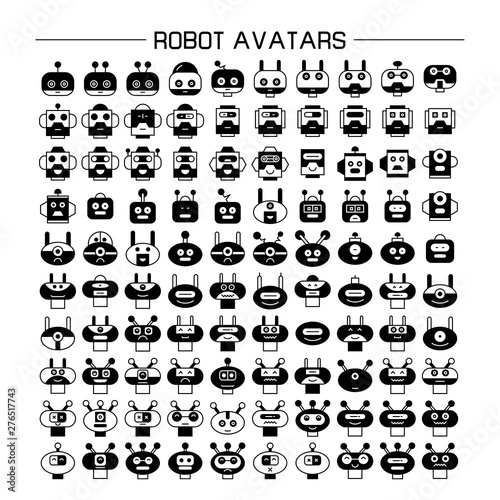 vector set of robot avatar icons 