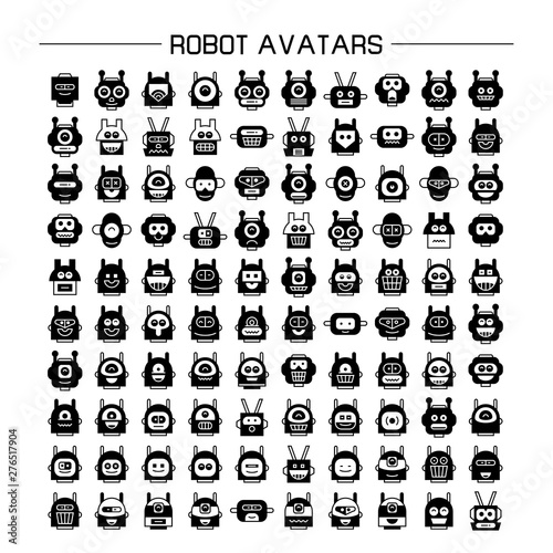 vector set of robot avatar icons 