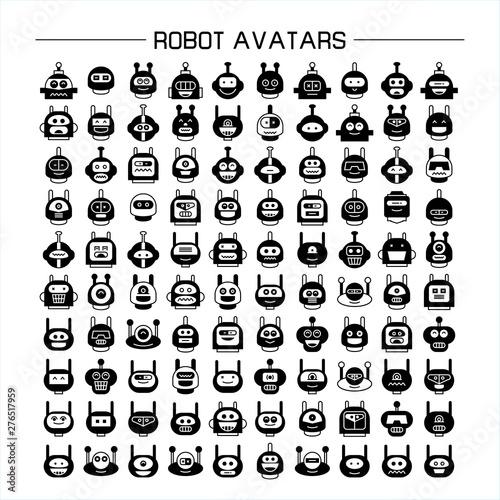 vector set of robot avatar icons 