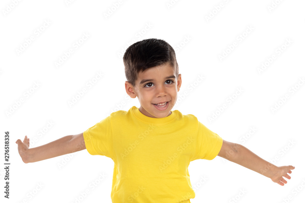 Excited child with yellow tshirt Excited child with yellow tshirt
