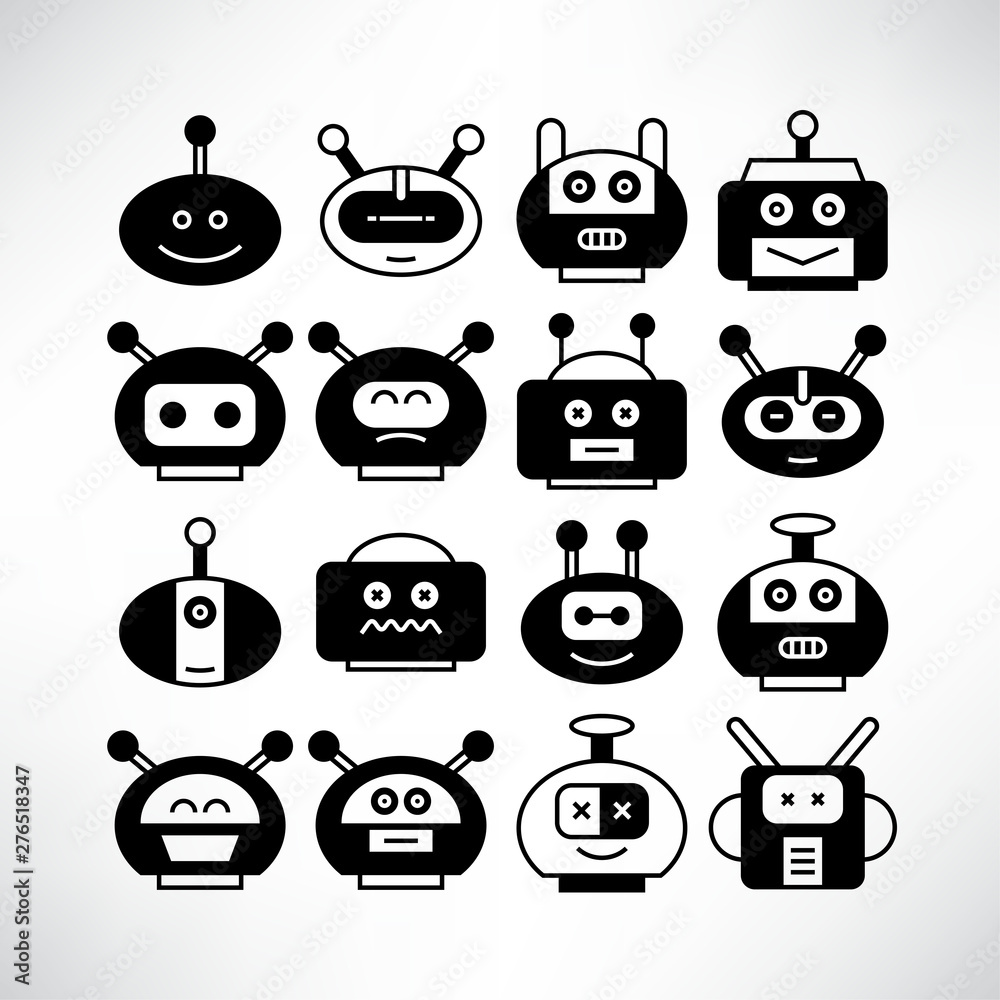 robot head avatar icons set robot head avatar icons set