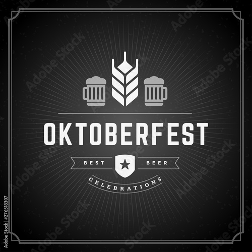 Oktoberfest vintage poster or greeting card vector illustration