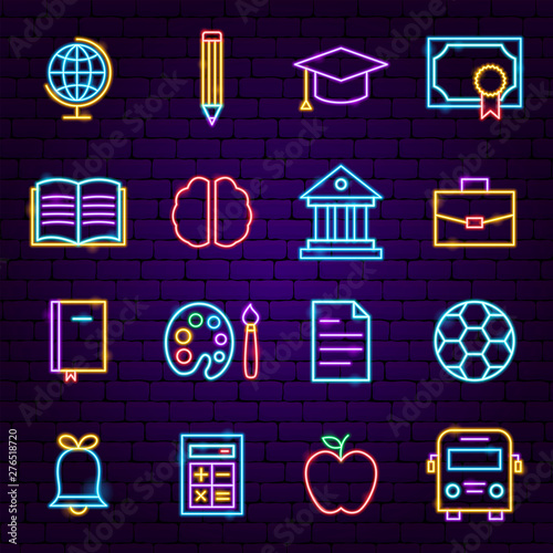 Education Neon Icons