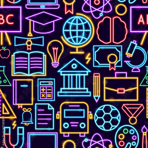 Education Neon Seamless Pattern