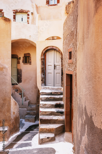 Santorini island, Greece. Picturesque Emporio village photo