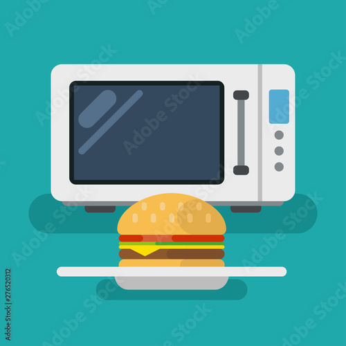 Fast food burger from microwave in dish