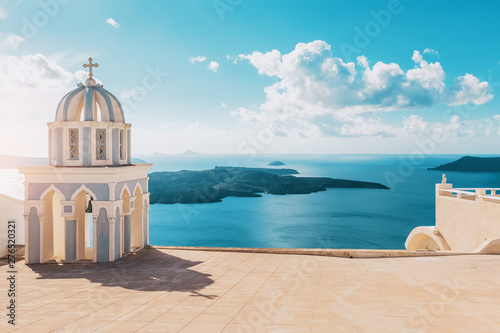 Dome of orthodox church in Santorini island, Greece