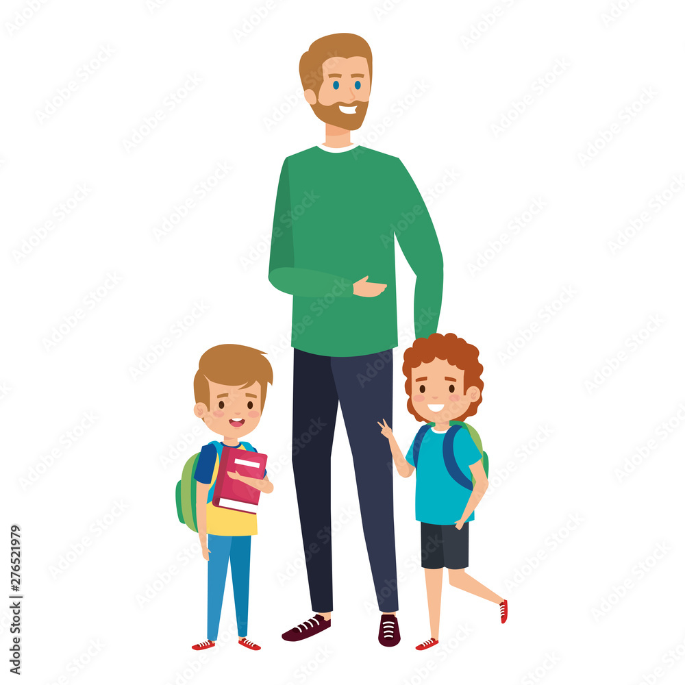 happy students boys with male teacher