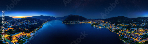 Fotografie, Obraz Stars over Lake Como 360° Aerial View