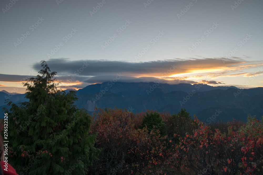 Sunset over Alishan Range, Alisan National Park, Taiwan