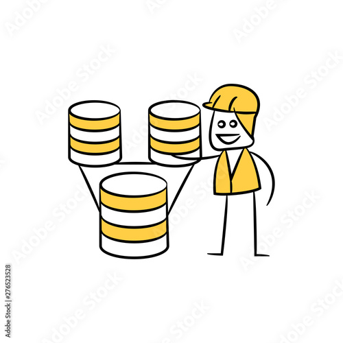 engineer and server icon stick figure yellow theme