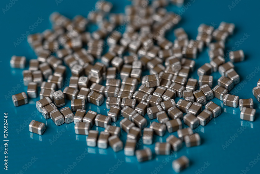 Electronic components, Lots of chip ceramic capacitor on PCB background Electronic components, Lots of chip ceramic capacitor on PCB background