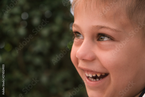 portrait close up of laughing child