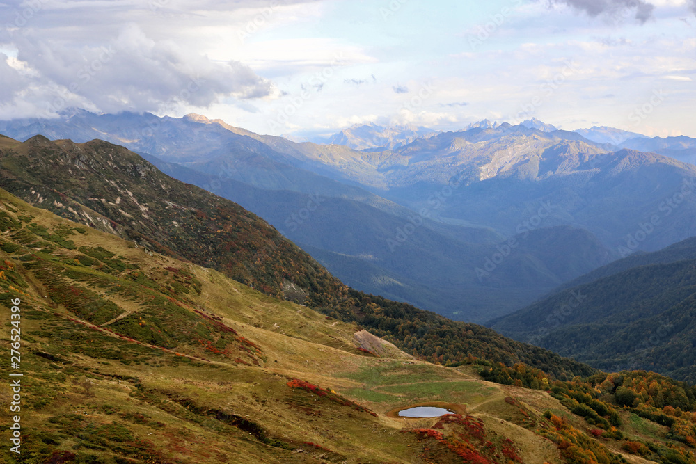 Fototapeta premium Valley of the Seven Lakes in the Caucasus Mountains.